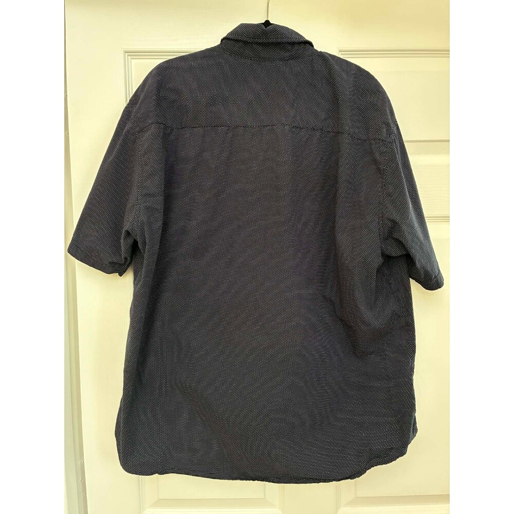 Monument Mens 2X Navy Short Sleeve Button Down Shirt‎ Micro Dot Casual - Picture 2 of 4
